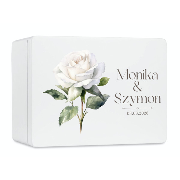 Skrzynka ślubna personalizowana pudełko na koperty imiona data elegancka skrzynia na pamiątki 20x15x10 cm