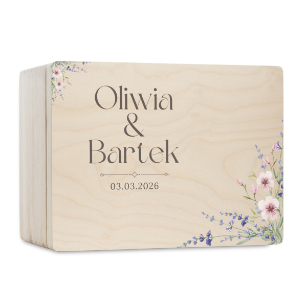 Skrzynka ślubna personalizowana pudełko na koperty imiona data elegancka skrzynia na pamiątki 30x20x13,5