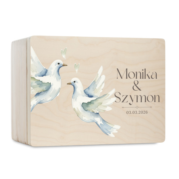 Skrzynka ślubna personalizowana pudełko na koperty imiona data elegancka skrzynia na pamiątki 30x20x13,5