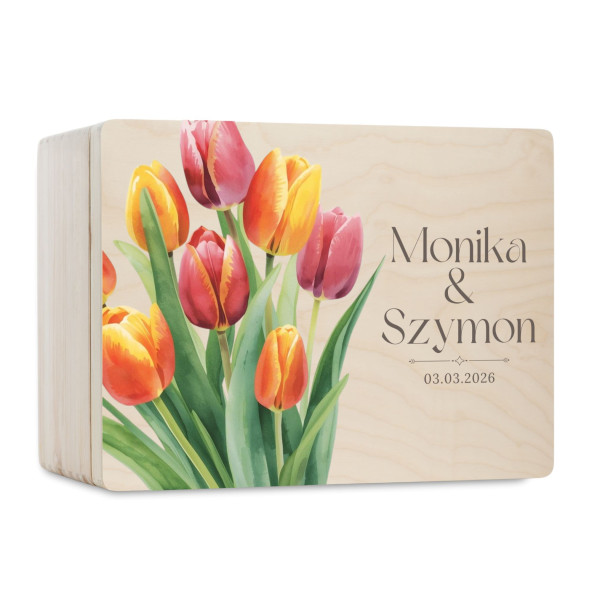 Skrzynka ślubna personalizowana pudełko na koperty imiona data elegancka skrzynia na pamiątki 30x20x13,5