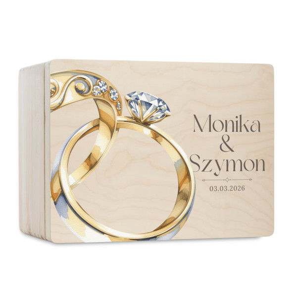 Skrzynka ślubna personalizowana pudełko na koperty imiona data elegancka skrzynia na pamiątki 40x30x13,5