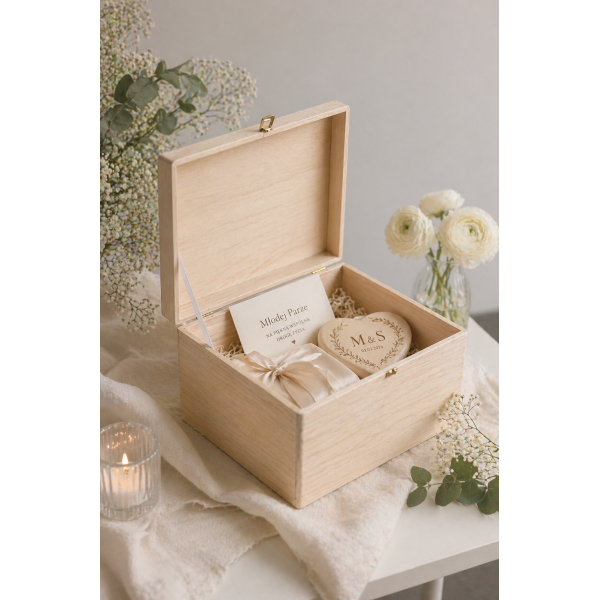 Skrzynka ślubna personalizowana pudełko na koperty imiona data elegancka skrzynia na pamiątki 40x30x23,5