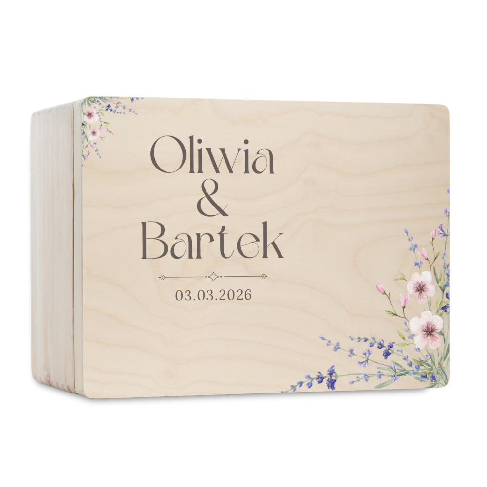 Skrzynka ślubna personalizowana pudełko na koperty imiona data elegancka skrzynia na pamiątki 40x30x23,5