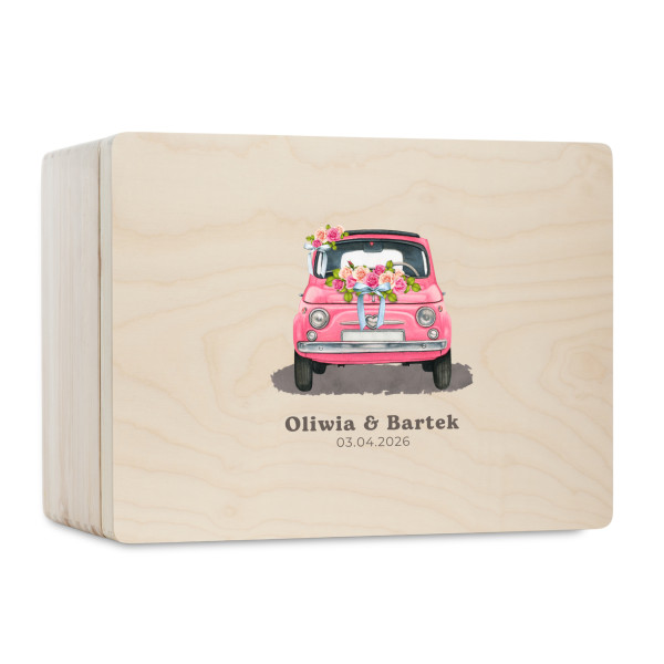 Skrzynka ślubna personalizowana pudełko na koperty imiona data elegancka skrzynia na pamiątki 40x30x23,5