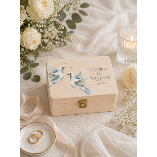 Skrzynka ślubna personalizowana pudełko na koperty imiona data elegancka skrzynia na pamiątki 20x15x10 cm