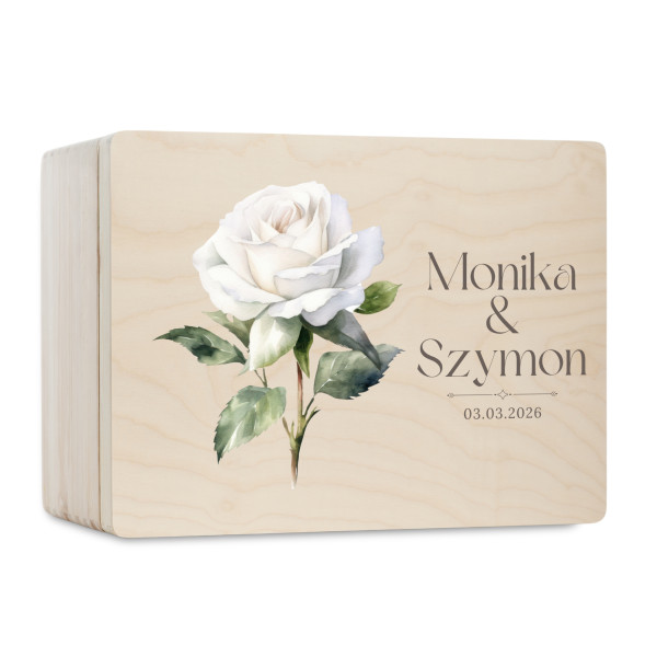 Skrzynka ślubna personalizowana pudełko na koperty imiona data elegancka skrzynia na pamiątki 20x15x10 cm