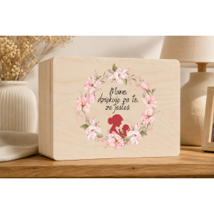 Pudełko na Dzień Matki Personalizowane Drewniane Pudełko Prezent dla Mamy z Nadrukiem UV