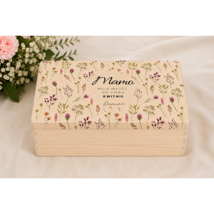 Pudełko na Dzień Matki Personalizowane Drewniane Pudełko Prezent dla Mamy z Nadrukiem UV