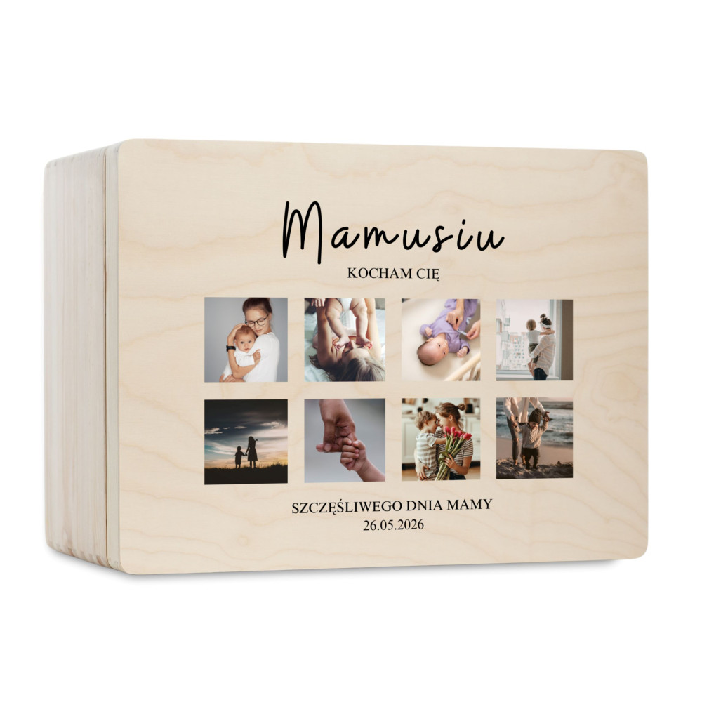 Pudełko na Dzień Matki Personalizowane Drewniane Pudełko Prezent dla Mamy z Nadrukiem UV