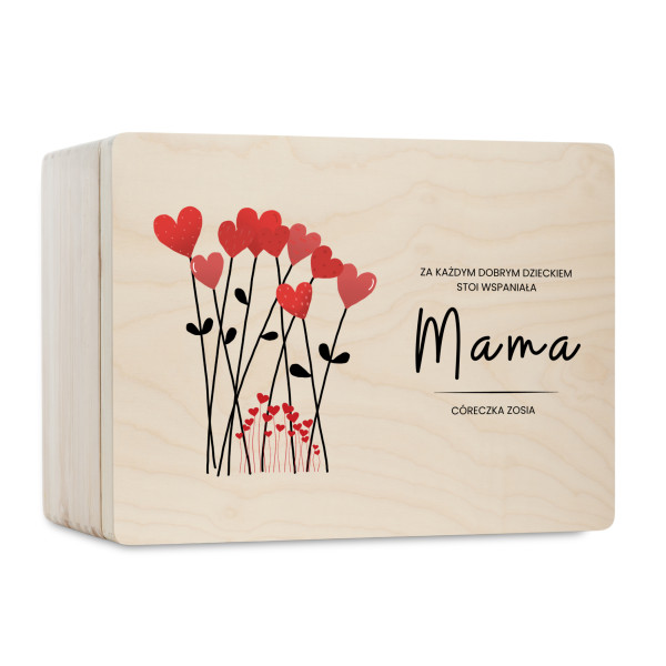 Pudełko na Dzień Matki Personalizowane Drewniane Pudełko Prezent dla Mamy z Nadrukiem UV