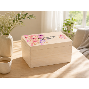 Pudełko na Dzień Matki Personalizowane Drewniane Pudełko Prezent dla Mamy z Nadrukiem UV