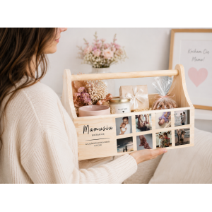 Personalizowany narzędziownik dla Mamy i – drewniany organizer prezent na Dzień Mamy