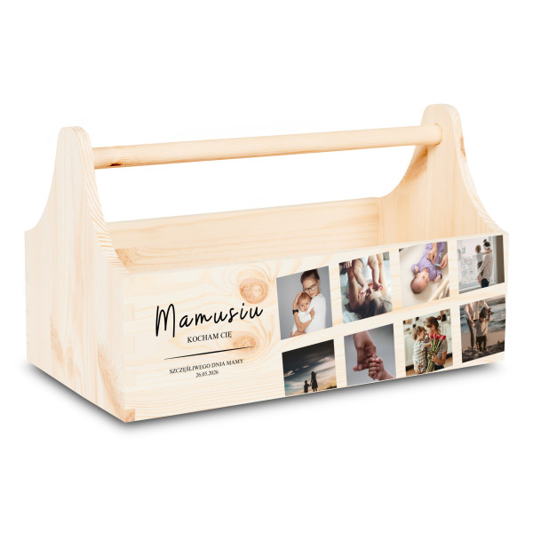 Personalizowany narzędziownik dla Mamy i – drewniany organizer prezent na Dzień Mamy