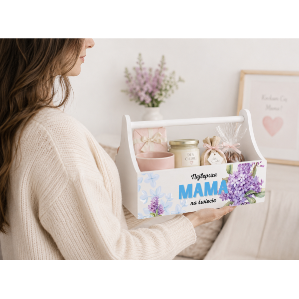 Personalizowany narzędziownik dla Mamy i – drewniany organizer prezent na Dzień Mamy