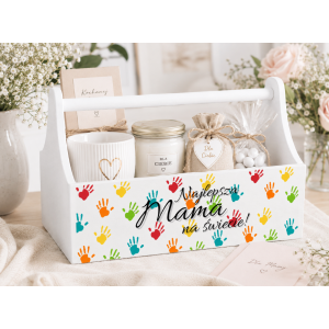 Personalizowany narzędziownik dla Mamy i – drewniany organizer prezent na Dzień Mamy