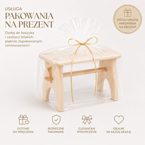 Stołek drewniany dla dziecka z imieniem personalizowany nadruk UV - biały