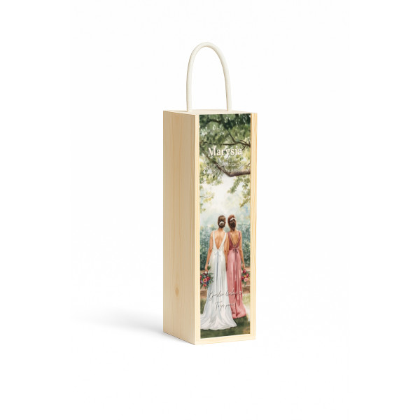 Personalizowana skrzynka drewniana na wino z nadrukiem UV 10x11x35cm