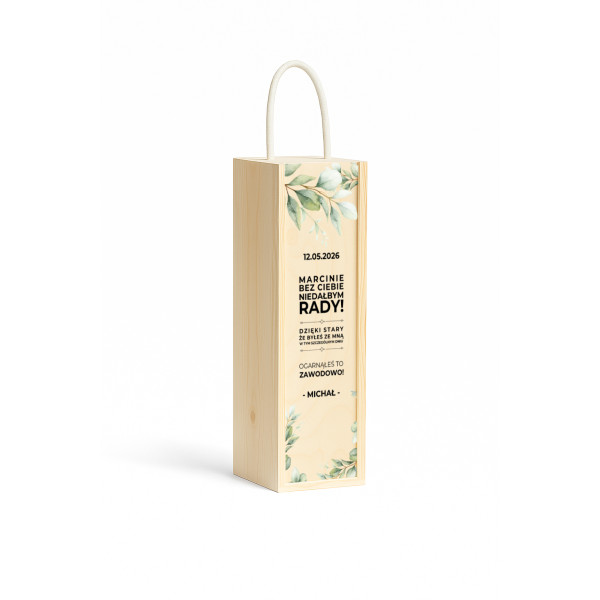Personalizowana skrzynka drewniana na wino z nadrukiem UV 10x11x35cm