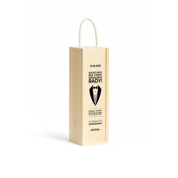 Personalizowana skrzynka drewniana na wino z nadrukiem UV 10x11x35cm
