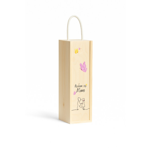 Personalizowana skrzynka drewniana na wino z nadrukiem UV 10x11x35cm