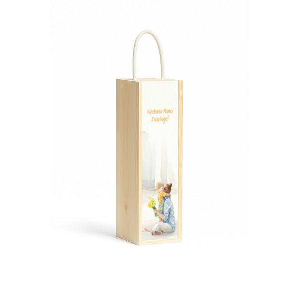 Personalizowana skrzynka drewniana na wino z nadrukiem UV 10x11x35cm