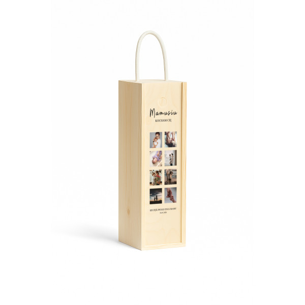 Personalizowana skrzynka drewniana na wino z nadrukiem UV 10x11x35cm