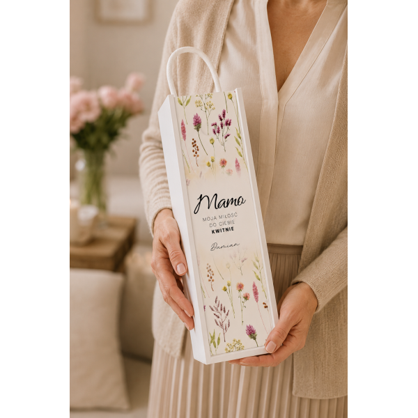 Personalizowana skrzynka drewniana na wino z nadrukiem UV 10x11x35cm