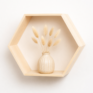 Półka plaster miodu „Heksagon” 31x27x13 cm naturalna – dekoracyjna półka ścienna