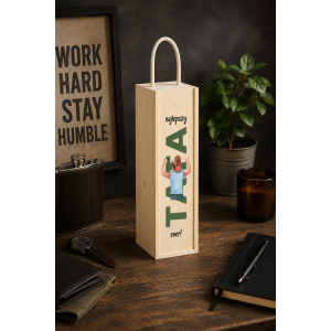 Personalizowana skrzynka drewniana na wino z nadrukiem UV 10x11x35cm