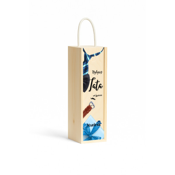 Personalizowana skrzynka drewniana na wino z nadrukiem UV 10x11x35cm