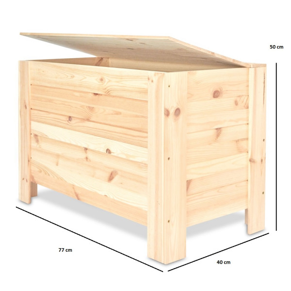 Kufer drewniany 77x40x50 cm niebieski – skrzynia do przechowywania