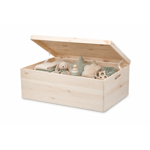 Skrzynka drewniana z deklem 60x40x23 cm z uchwytami– duża skrzynia do przechowywania