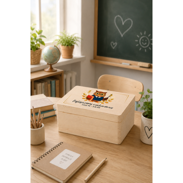 Personalizowane pudełko na Dzień Nauczyciela z nadrukiem UV 30x20x13,5 cm