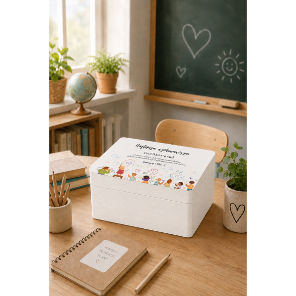 Personalizowane pudełko na Dzień Nauczyciela z nadrukiem UV 30x20x13,5 cm