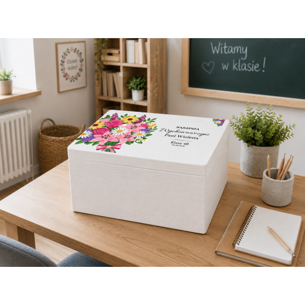 Personalizowane pudełko na Dzień Nauczyciela z nadrukiem UV 40x30x23 cm