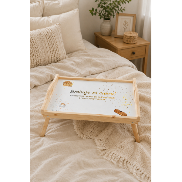 Personalizowana tacka śniadaniowa do łóżka z nadrukiem UV 51x32x24 cm