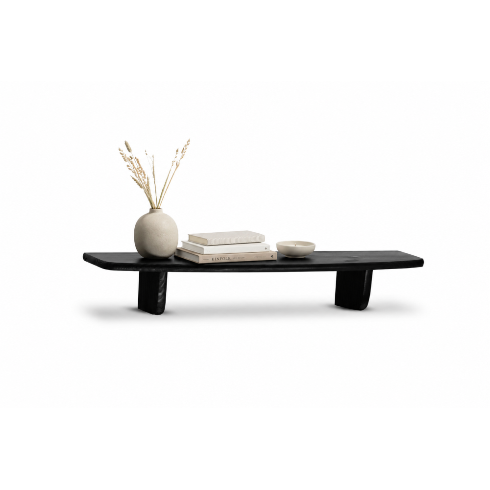 Półka drewniana ścienna 60 cm czarna – minimalistyczna półka na ścianę