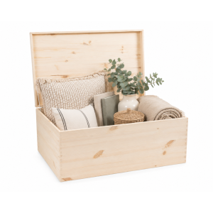 Skrzynka drewniana z deklem 60x40x23 cm bez uchwytów– duża skrzynia do przechowywania