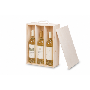 Skrzynka drewniana na wino 30x11x35 cm – pudełko na 3 butelki