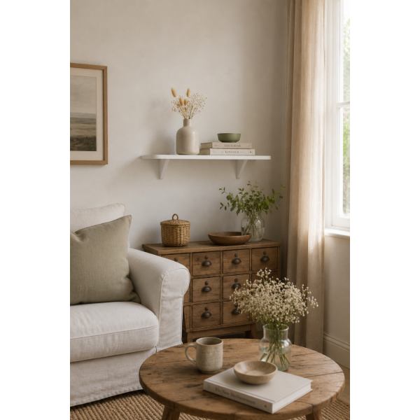 Półka drewniana ścienna 75 cm naturalna – minimalistyczna półka na ścianę
