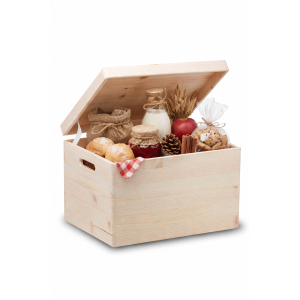 Skrzynka drewniana zamykana 40x30x23 cm z uchwytami – pudełko do przechowywania
