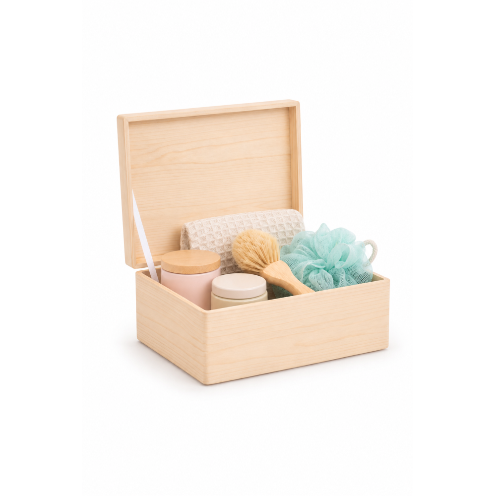 Drewniana skrzynka dekoracyjna 30x20x13,5 cm naturalna bez uchwytów – do przechowywania