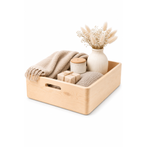 Drewniana skrzynka 60x40x13,5 cm z uchwytami – naturalna sosna na warzywa i owoce