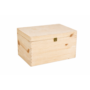 Drewniana skrzynka dekoracyjna 40x30x23,5 cm z zapinką bez uchwytów – do przechowywania