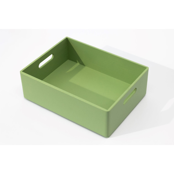 Szałwiowa Drewniana Skrzynka do Przechowywania – Organizer z Uchwytami 40x30x13,5 cm