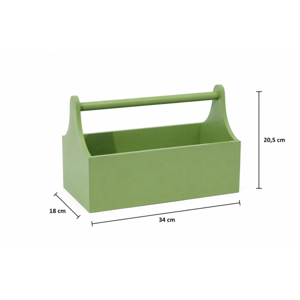 Drewniane nosidełko na narzędzia 34x18x20,5 cm – szałwiowy narzędziownik