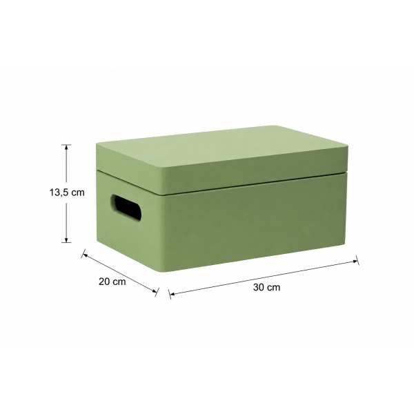Szałwiowa drewniana skrzynka dekoracyjna 30x20x13,5 cm z uchwytami – do przechowywania