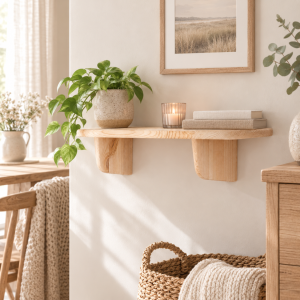 Półka drewniana ścienna 45 cm – minimalistyczna półka na ścianę