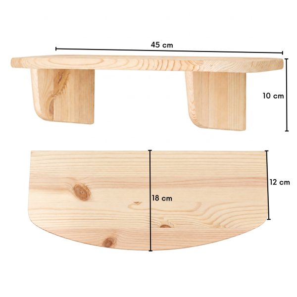 Półka drewniana ścienna 45 cm – minimalistyczna półka na ścianę