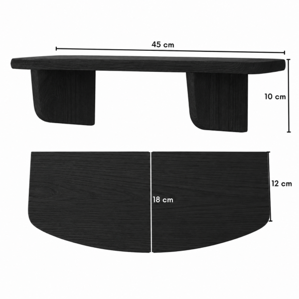 Półka drewniana ścienna 45 cm czarna – minimalistyczna półka na ścianę